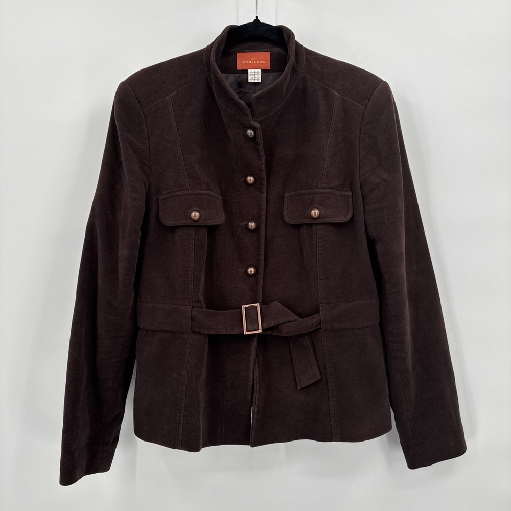 Cyrillus Women's 12 Brown Waist Jacket Buckle Designer Brushed Cotton‎ Military